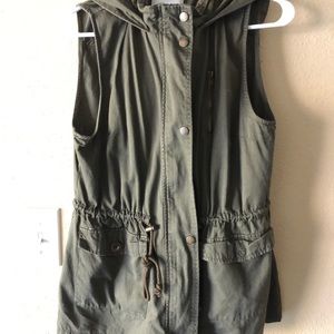 Utility green draw string vest